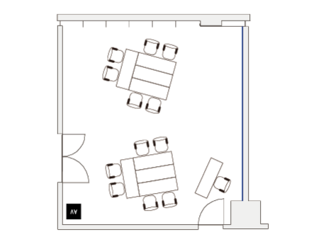 島形式（6名2島12席）の図